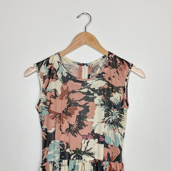 Vintage 70s Abstract Floral Maxi - Picture 3 of 7